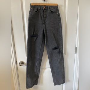 Straight leg distressed black jeans